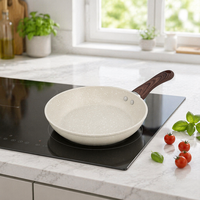 Poêle à frire antiadhésive en aluminium, poêle à sauter 16/18 cm, style américain, poignée en bakélite pour cuisinière à gaz et à induction