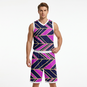 Conjunto de camiseta de baloncesto para hombre, sublimada, sin mangas, con cuello en V, transpirable, de malla, uniforme deportivo para todas las temporadas. - Product Image 1