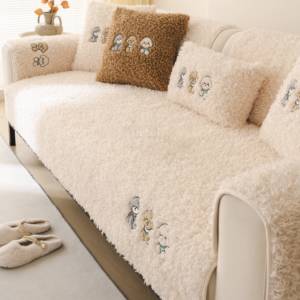Coussin de <span class=keywords><strong>canapé</strong></span> en peluche de dessin animé épaissi coussin de siège d'hiver housse antidérapante <span class=keywords><strong>pour</strong></span> canapés en cuir - Product Image 2