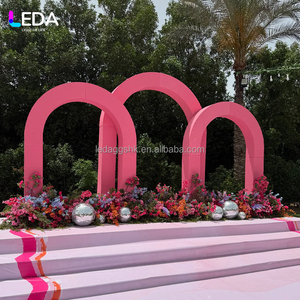 Arche de mariage LEDA rose ronde 3 pièces pour événements, décorations de fête, ensemble d'arche de mariage avec cadre en acrylique - Product Image 3