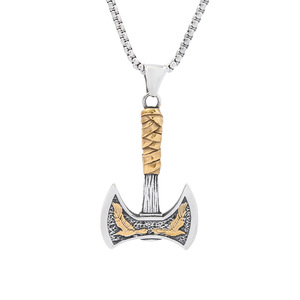 Collar con colgante de hacha de cuervo vikingo nórdico y único, de acero inoxidable, unisex, joyería de regalo - Product Image 5