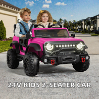 Voiture électrique pour enfants Muse Origin 24V 2 places, alimentée par batterie, avec capacité de 132 lb, contrôle parental, lumières LED, rose vif, ABS