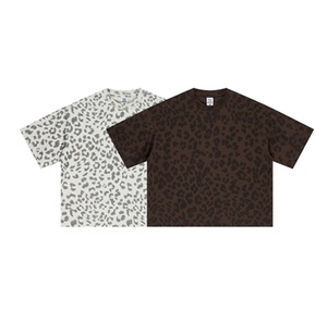 T-shirt Homme Oversize à Imprimé Léopard Manches Courtes Col Rond en Jersey Tricoté Respirant Coupe Ample Décontractée - Product Image 3