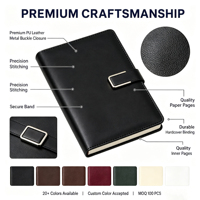 Libreta de Cuero PU Negra con Logotipo Personalizado, Cierre Magnético Metálico, Tapa Dura, Agenda de Negocios, Planificador, Regalo Corporativo para Oficina, Impresión UV
