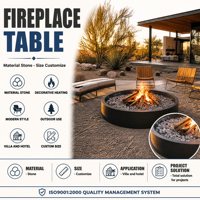 Table de foyer extérieur haut de gamme compatible avec le charbon de bois pour barbecue en plein air et repas sur la terrasse, table de foyer moderne en pierre pour hôtels