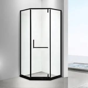 厂家直销高品质简易钢化玻璃转角菱形枢轴淋浴房