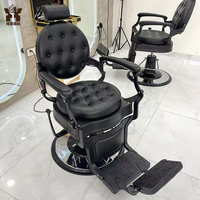 Fauteuil de Barbier Rétro pour Hommes, Chaise de Salon de Coiffure Professionnelle avec Fonction de Levage pour Rasage et Soins du Visage