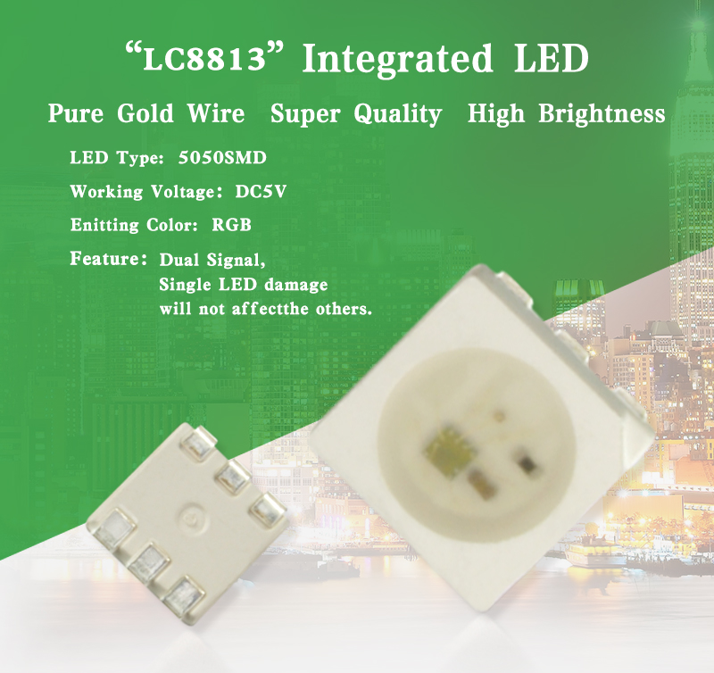 Free Samples Dc5v LC8813 WS2813-5050 RGB SMD Pure Gold Wire Factory sale