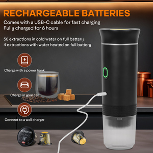 Machine à expresso portable mini semi-automatique auto-chauffante pour capsules de café en poudre, alimentation par batterie, 120 ml, écologique - Product Image 4