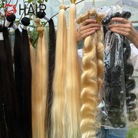 Rambut Manusia Brasil India Mentah Tanpa Proses 100% Alami Kutikula Tertata Rapi Lurus Alami Double Drawn 12A 15A Bundel Anyaman