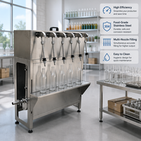 Machine de remplissage de liquides semi-automatique manuelle avec 2 à 6 têtes en acier inoxydable pour bouteilles en plastique/verre, remplisseuse de boissons et de vin