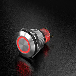 업계 최고 제조업체 HBAN 22mm 금속 푸시 버튼 스위치 자동 잠금 재설정 일반적으로 열림 LED가있는 IP67 - Product Image 3