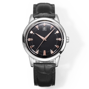 Elegante Reloj de Vestir con Números Romanos Antiguos para Hombre, con Esfera de Agujas, Caja de Acero Inoxidable Negra, Correa de Cuero, Reloj de Cuarzo - Product Image 2