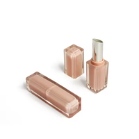 Nouveau tube à rouge à lèvres carré en plastique ABS rose clair, style mignon, avec couvercle rabattable, couleur/taille personnalisée, OEM/ODM, surface brillante effet soie