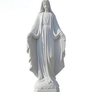 Escultura de Mármol Blanco de la Virgen María y el Niño Jesús, Tallada a Mano, Acabado Pulido - Product Image 2