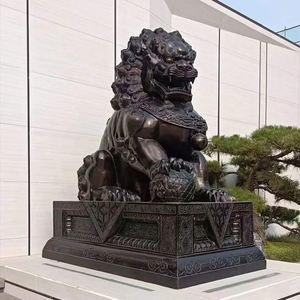 中国ライオン手作りモダンデザインブロンズフー犬屋外像 - Product Image 1