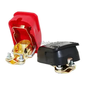 Car Ampper Quick Release Brass Battery Terminal Clamps 500A Quick Disconnect Battery Terminals with Red Cover for Top Post 12V