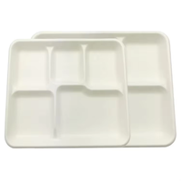 Assiette biodégradable à 5 compartiments, barquettes à lunch compostables, sans PFAS, barquettes de service