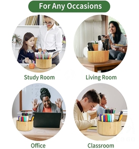 Organisateur de fournitures d'art rotatif en bambou pour enfants 360 Rotating Lazy Susan - Product Image 6