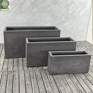 Macetas Rectangulares Grandes Naturales para Jardín, Macetas de <span class=keywords><strong>Fibra</strong></span> de Arcilla Lisa con Orificios de Drenaje, Clásicas Multicolores para el Hogar - Product Image 3