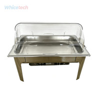 Matériel de restauration en acier inoxydable 201WT-1023, ensemble de chauffe-plats rectangulaires pour buffet, ensemble de chauffe-plats pour buffet