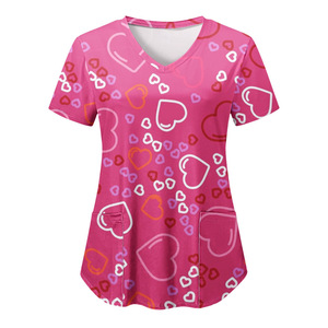 زي طبي موحد للجنسين للمستشفيات والعيادات البيطرية، بلوزة قطنية بأكمام قصيرة مع شعار مخصص ومقاسات حسب الطلب وخاصية الكشف عن الإبر - Product Image 3