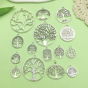 จี้ต้นไม้แห่งชีวิต โลหะผสม รูปทรงกลมแบบโปร่ง สำหรับทำเครื่องประดับ DIY อุปกรณ์เสริมสร้างสรรค์ - Product Image 1