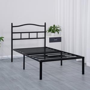 Moderne <span class=keywords><strong>Black</strong></span> <span class=keywords><strong>Metal</strong></span> Platform Bed Frame Met Vintage Stijl Hoofdeinde En Treeplank Voor Slaapkamer - Product Image 2