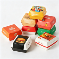 Boîte à hamburger biodégradable personnalisée 6x6 pouces en papier de canne à sucre, emballage alimentaire pour bébé, frites, vernissage mat