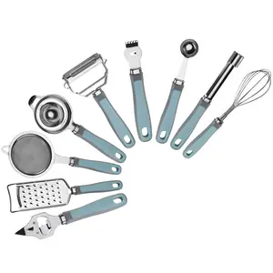 Utensílios de cozinha de aço inoxidável, conjunto de utensílios de cozinha doméstico, batedor de ovos, 9 peças