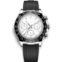 Reloj Cronógrafo de Cuarzo de 39 mm con Movimiento Seiko Vk63, Logo Estéril y Personalizado, Correa de Silicona