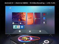 Caja de TV Inteligente Global con Android 14, 4K HDR, BT 5.0, WiFi 6 y Soporte Multilingüe