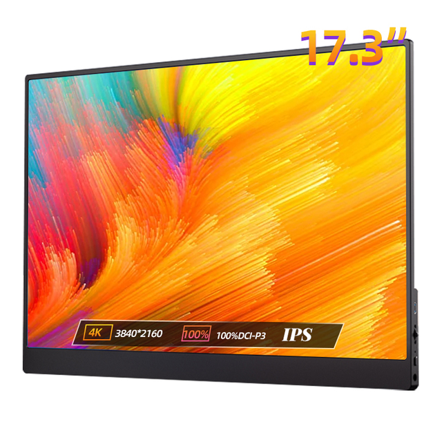Eimio Hot Selling OEM ODM 17.3 Inch 4K IPS Wireless Portable Monitor 100% SRGB for Laptop Portable Trading Monitors