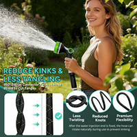 Tuyau d'arrosage léger, tuyau d'eau non extensible avec buse, haute résistance ; résistant aux éclats ; anti-fuite ; ultra flexible