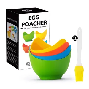 Non-Stick Dishwasher Microwave Safe Silicone Egg Cooking Poaching Poacher Cups Cooker Steamer
