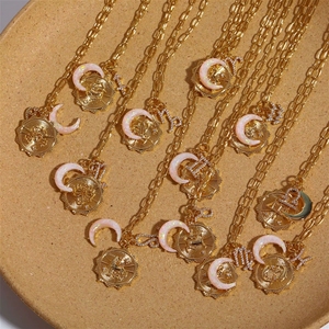 Collar <span class=keywords><strong>de</strong></span> Ópalo Girasol que no se desvanece, con los Doce Signos del Zodíaco, Runas Retro Vintage y Colgante <span class=keywords><strong>de</strong></span> Ópalo Luna Nueva - Product Image 6