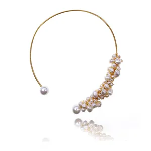 024N1Xuping New Free Shipping Factory 18k Gold Plated Wholesale Multi Pearl Lady Collar Necklace Jewelry