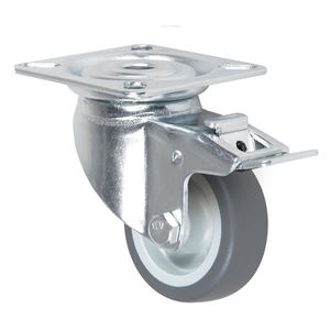 Klassische TPR Wheel <span class=keywords><strong>Locking</strong></span> Top Plate Brake Swivel <span class=keywords><strong>3</strong></span> Zoll 75mm Rollen für große Händler Transport ausrüstung - Product Image 1