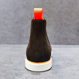 Stivali <span class=keywords><strong>Chelsea</strong></span> da Lavoro in Vera Pelle di Lusso per Uomo, Modello High-Top Personalizzato, Punta Chiusa, Traspiranti, Autunno-Inverno, in Camoscio Nero - Product Image 5