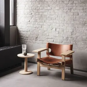 YIPJ Diseño Danés de madera maciza de una sola negociación Silla de cuero Vintage sofá silla minimalista muebles de sala de estar moderno