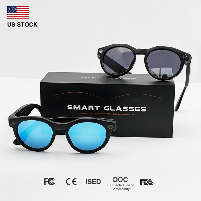 US Stock SNT NEX AI Smart Glasses with 8MP 4K Camera Dual Lenses Video Recording Sunglasses Smart Glasses Smart Eyewear