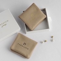 PandaSew Logo personnalisé enveloppe de luxe rabat velours cadeau pochette à bijoux paquet pour boucles d'oreilles, bagues, collier