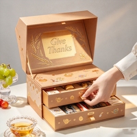 Boîte à tiroirs multicouches à couvercle rabattable pour la Saint-Valentin, pour les couples, avec logo personnalisé imprimé, emballage rigide pour les marques