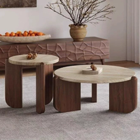Table basse minimaliste en bois massif et pierre, design traditionnel durable pour petits espaces, idéale pour le salon et l'ameublement de la maison