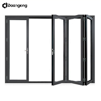 Porte accordéon en aluminium, porte pliante légère avec cadre en aluminium et verre trempé pour balcon et terrasse