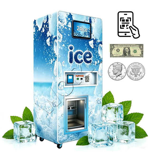 New high-capacity fully automatic ice vending machine, commercial self-service ice making packaging integrated machine