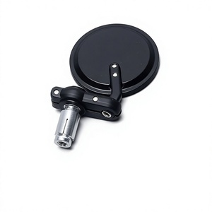 Rétroviseur universel pour moto 22 mm, miroir rond plat pour guidon de scooter, style rétro, placement gauche, en métal - Product Image 4