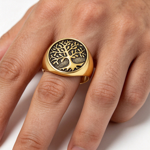Bague pour homme en acier inoxydable Arbre de Vie, style vintage <span class=keywords><strong>celtique</strong></span> viking Yggdrasil, inaltérable, bijou religieux pour homme - Product Image 2