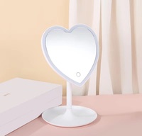 Portable HD Cosmétique Miroir Ensemble Réflexion Debout Coeur LED Lumières Rose Maquillage Espejos pour Bureau Table Style Bureau Miroir