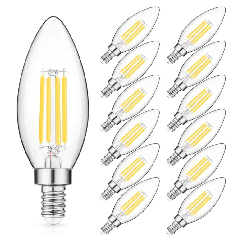 Daylight White for 4000K 5000K no Flicker E12 LED Bulbs C35 B10 Candelabra Base candle led filament bulb